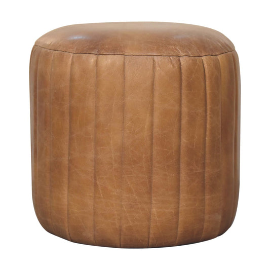 Texas Leather Footstool - Brown