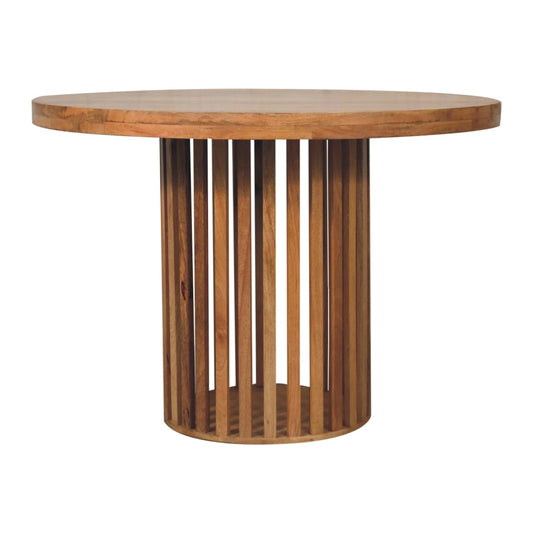 Mandalay Wooden Slat Round Dining Table- Oak Finish