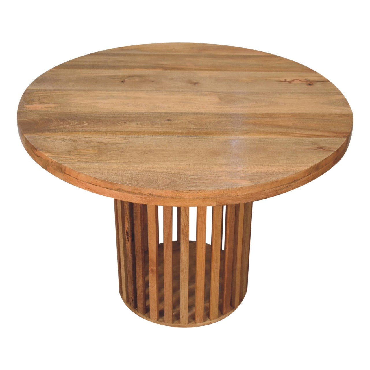 Mandalay Wooden Slat Round Dining Table- Oak Finish
