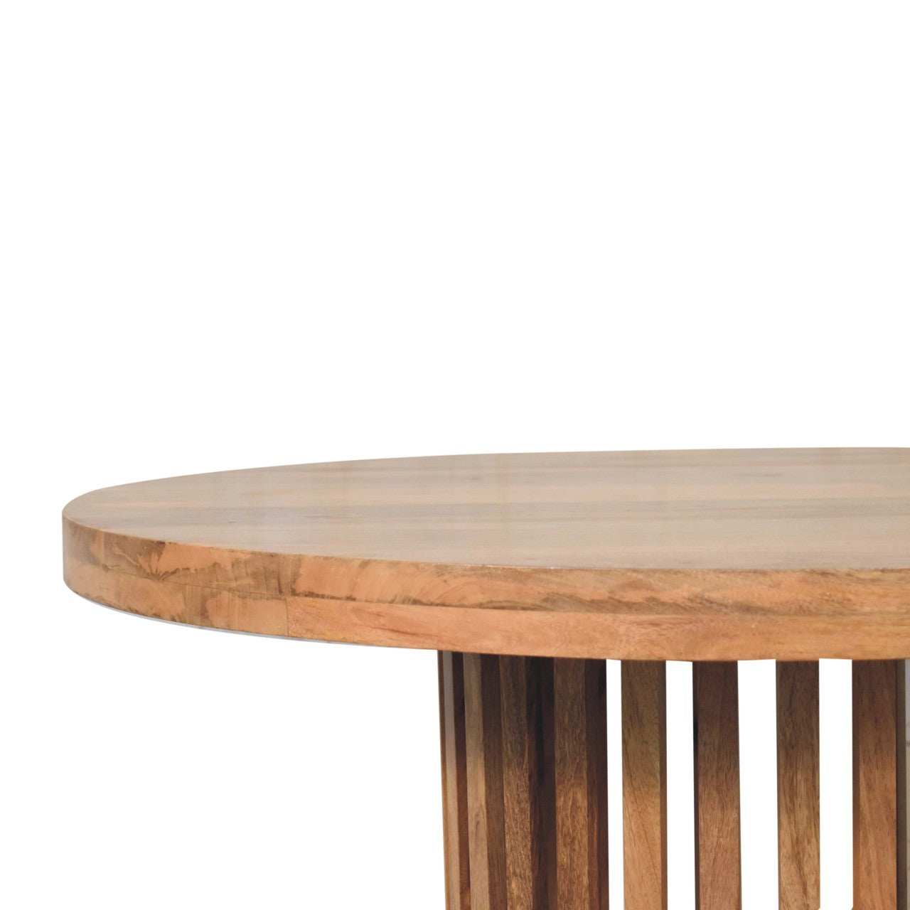 Mandalay Wooden Slat Round Dining Table- Oak Finish