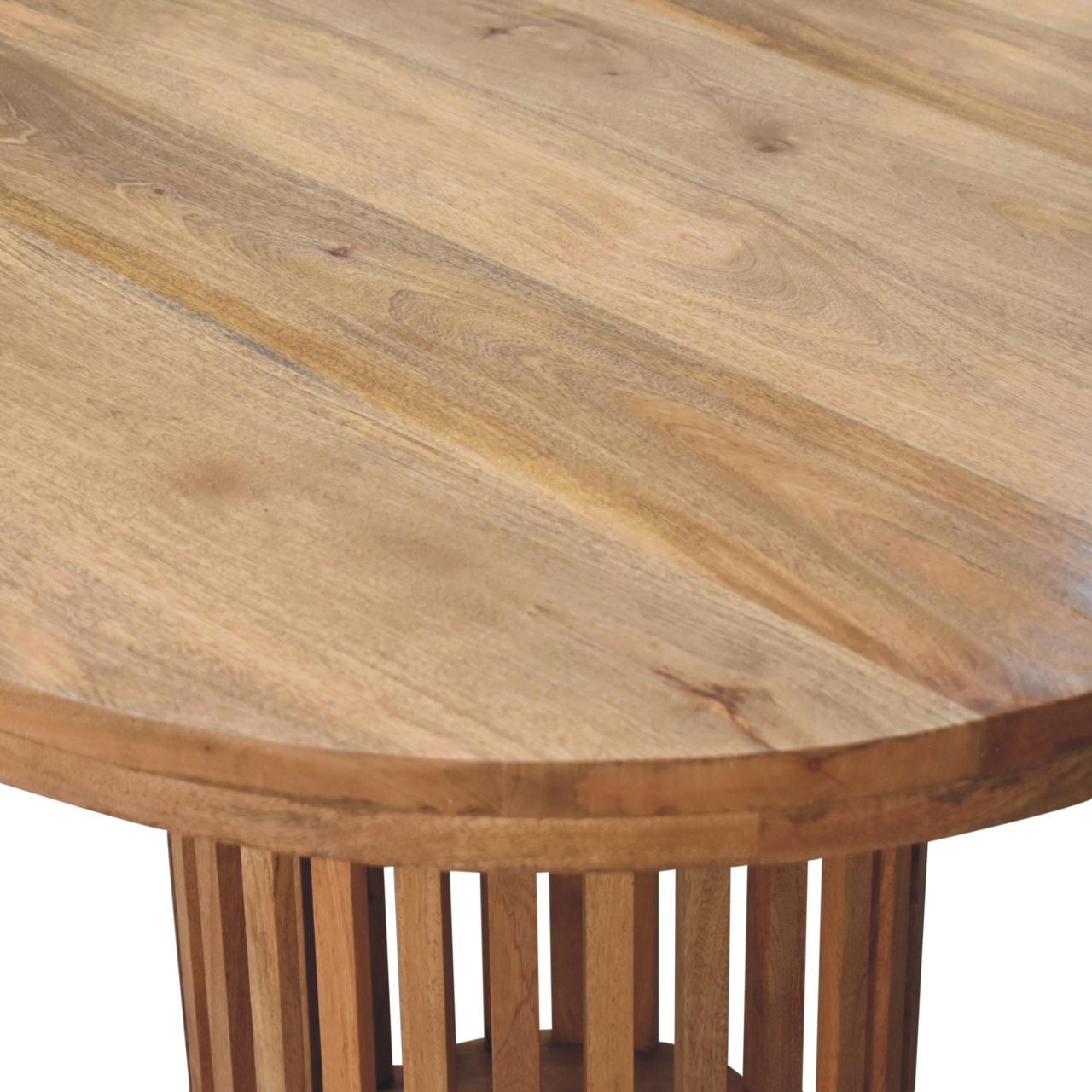 Mandalay Wooden Slat Round Dining Table- Oak Finish