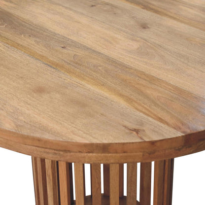 Mandalay Wooden Slat Round Dining Table- Oak Finish