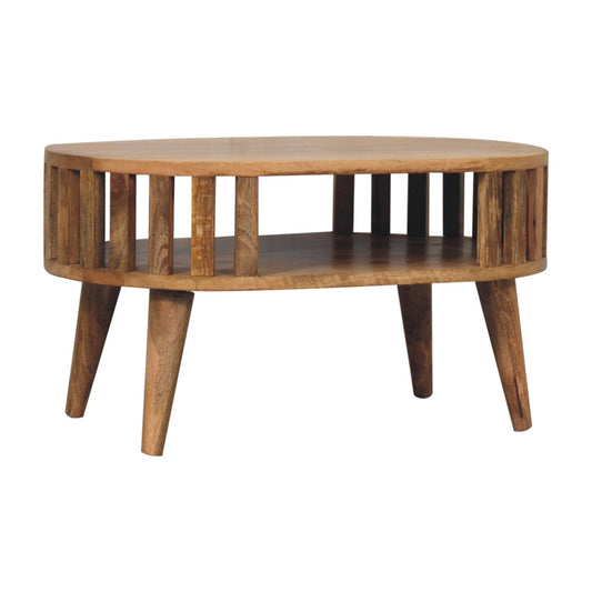 Mini Mandalay Wooden Slat Coffee Table- Oak Finish