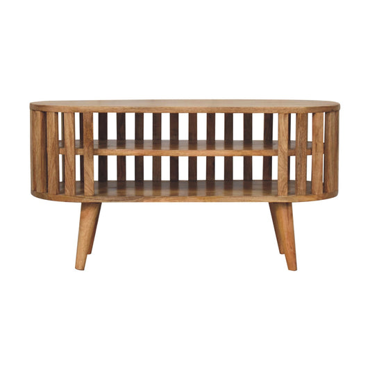 Mini Mandalay Wooden Slat Media Unit- Oak Finish