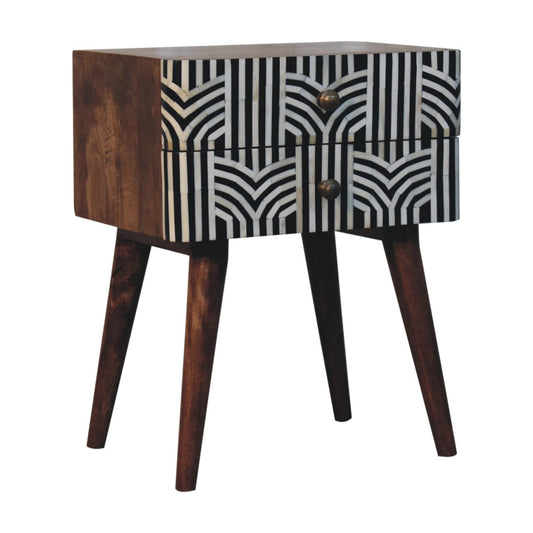 Gatsby Bone Inlay Bedside - Honey Caramel