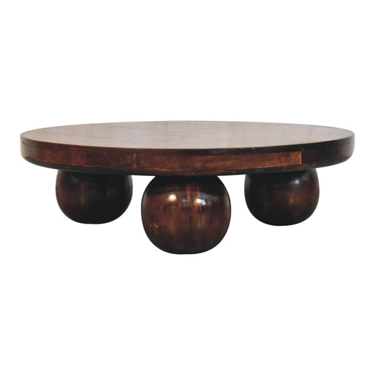 California Round Ball Foot Coffee Table - Walnut