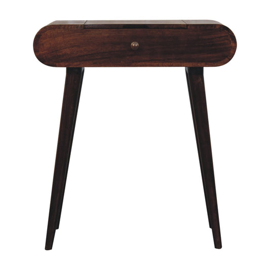 Compact Mid Century Style Dressing Table with Folding Mirror - Walnut
