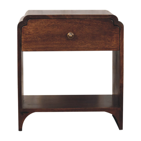 Eldorado Scalloped Wooden Vintage Style Bedside Table - Walnut