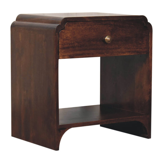 Eldorado Scalloped Wooden Vintage Style Bedside Table - Walnut