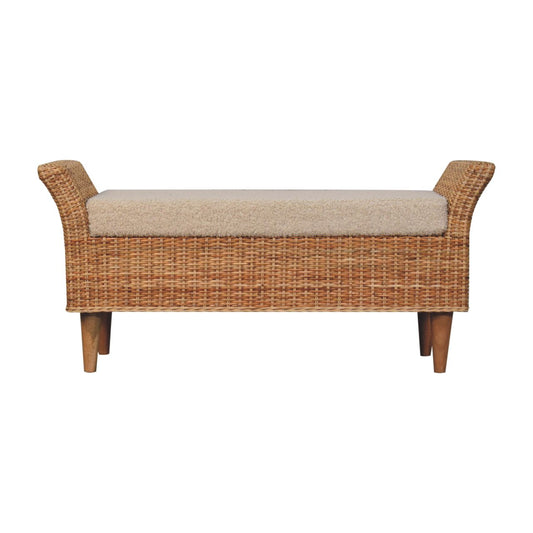 Cotswolds Woven Rattan Upholstered Bench Seat