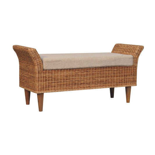 Cotswolds Woven Rattan Upholstered Bench Seat