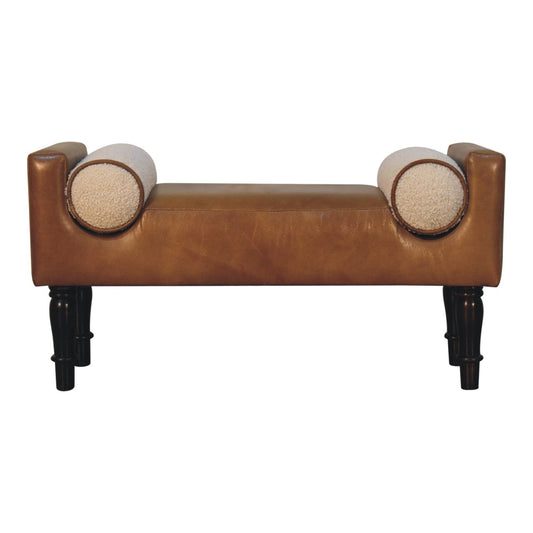 Dallas Vintage Style Buffalo Leather Bench Seat with Bolsters