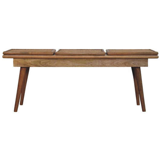 Bahama Rattan 3 Seat Cane Bench Seat - Oak Finish