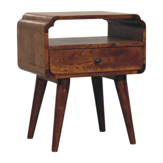 Eldorado Wooden Vintage Style Open Bedside Table - Chestnut