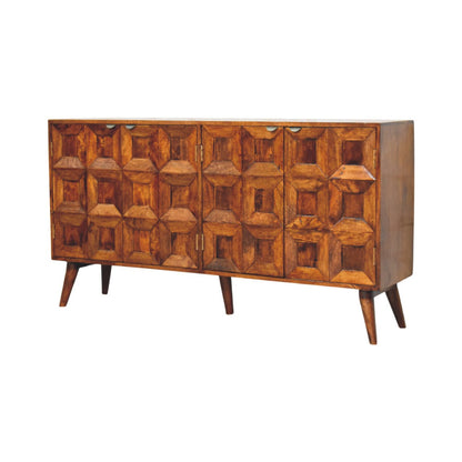 Emperor Square Bevelled Wooden Sideboard - Chestnut