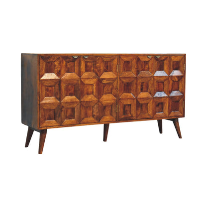 Emperor Square Bevelled Wooden Sideboard - Chestnut