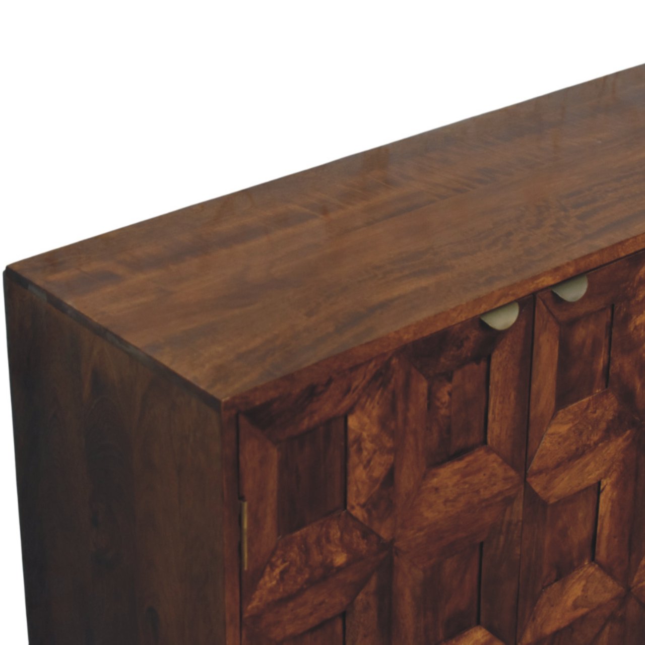Emperor Square Bevelled Wooden Sideboard - Chestnut