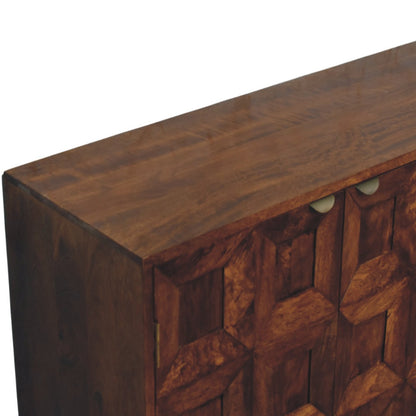 Emperor Square Bevelled Wooden Sideboard - Chestnut
