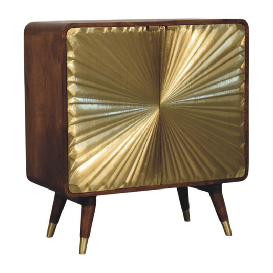Bombay Brass Embossed 2 Door Chestnut Cabinet