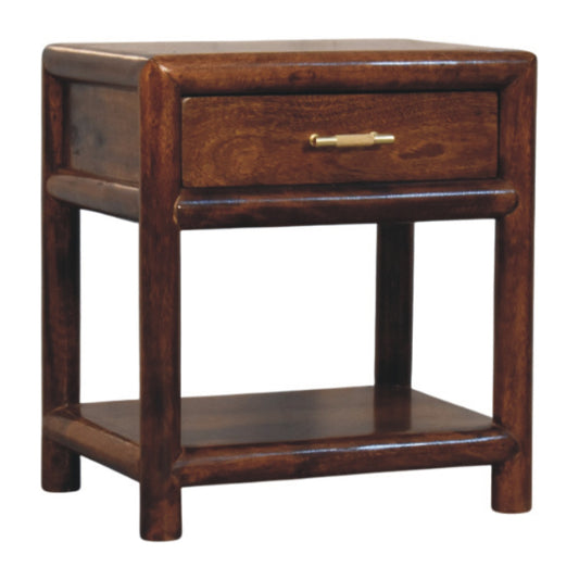 Belize Wooden 1 Drawer Bedside Table - Chestnut