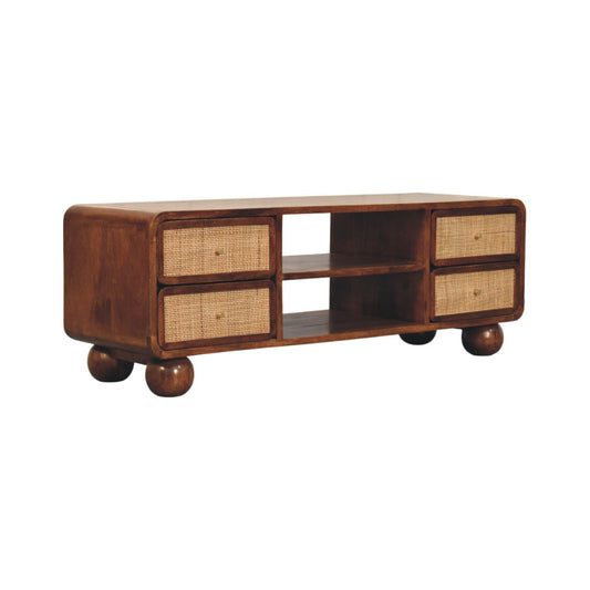 Bahama 4 Drawer Rattan Media Unit - Chestnut