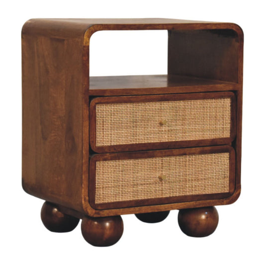 Bahama 2 Drawer Rattan Bedside Unit - Chestnut
