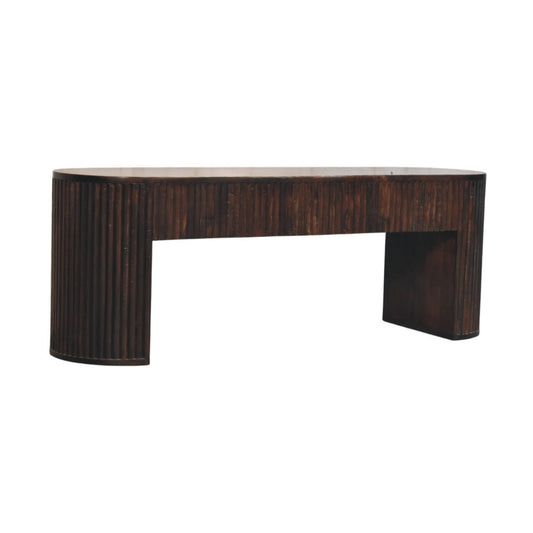 Peru Wooden Grooved Bench Seat - Deep Mocha