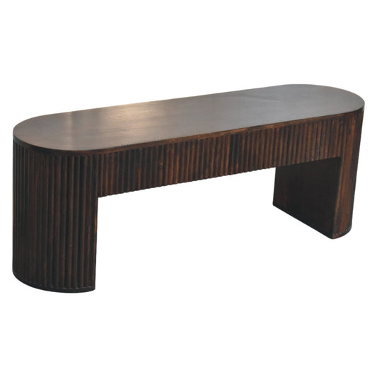 Peru Wooden Grooved Bench Seat - Deep Mocha