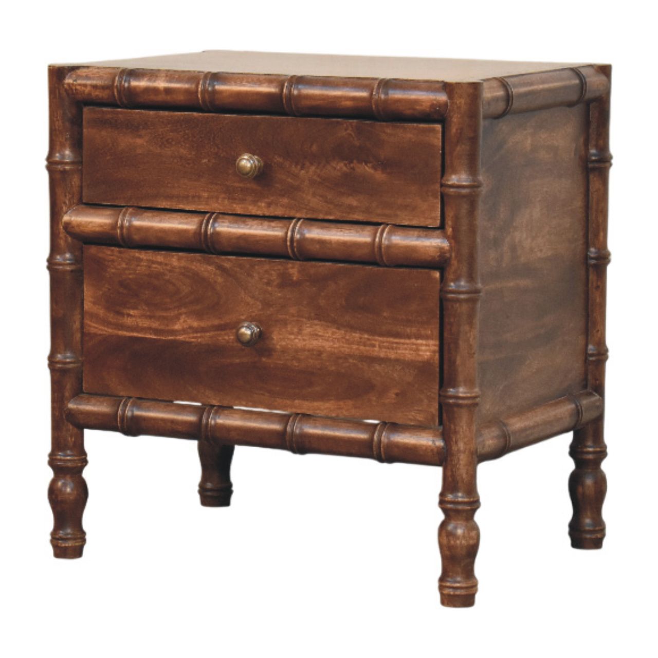 Peking Bamboo 2 Drawer Bedside Unit - Roasted Almond