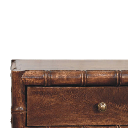 Peking Bamboo 2 Drawer Bedside Unit - Roasted Almond