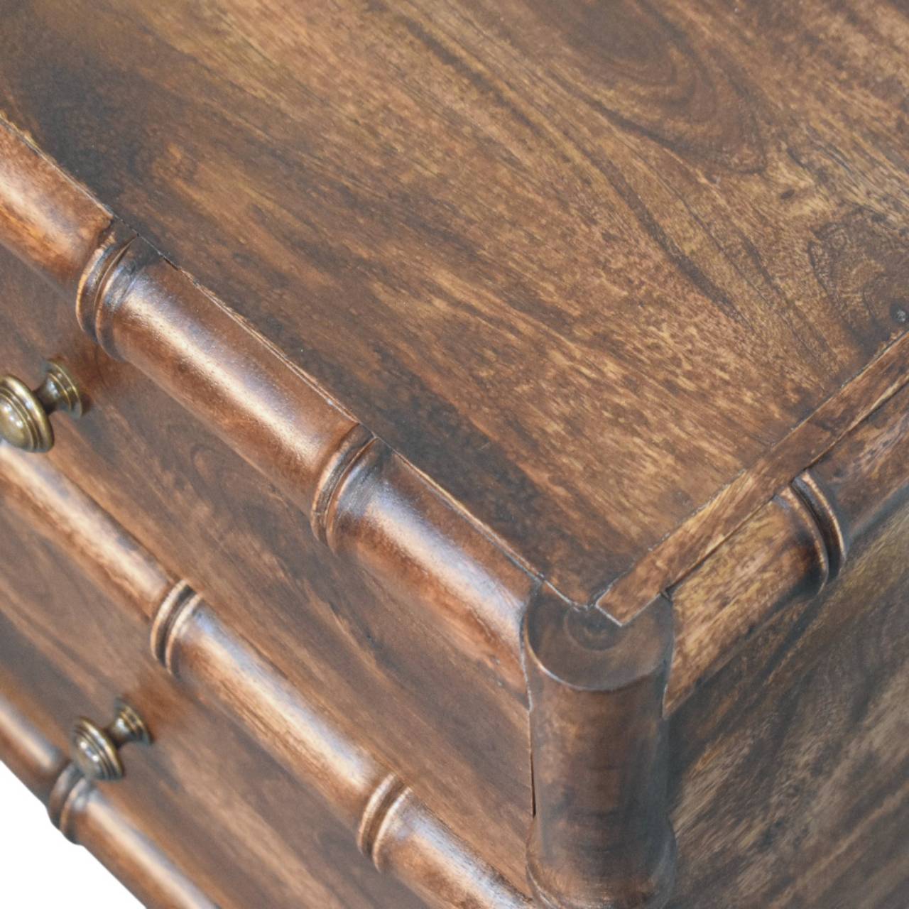 Peking Bamboo 2 Drawer Bedside Unit - Roasted Almond