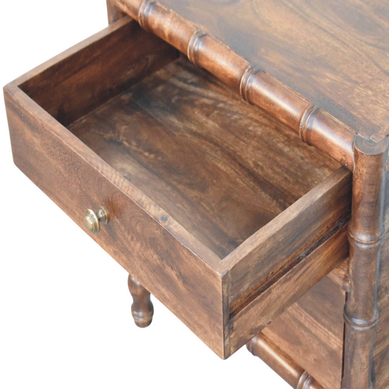 Peking Bamboo 2 Drawer Bedside Unit - Roasted Almond