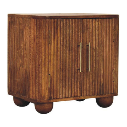 Maya Small Ribbed Wooden Sideboard - Amber Oak