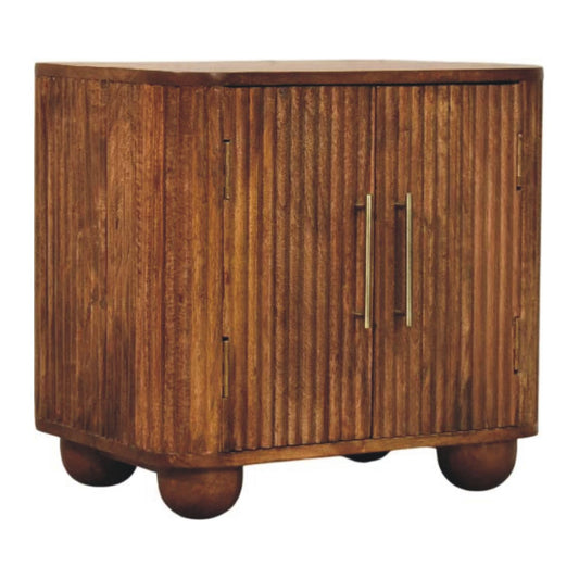 Maya Small Ribbed Wooden Sideboard - Amber Oak
