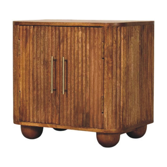 Maya Small Ribbed Wooden Sideboard - Amber Oak
