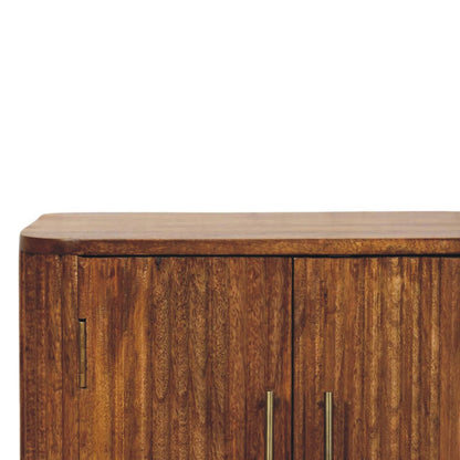 Maya Small Ribbed Wooden Sideboard - Amber Oak