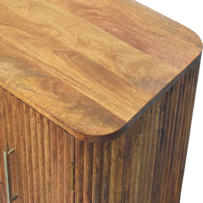 Maya Small Ribbed Wooden Sideboard - Amber Oak