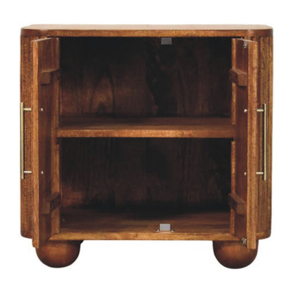 Maya Small Ribbed Wooden Sideboard - Amber Oak