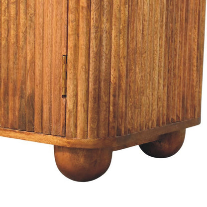 Maya Small Ribbed Wooden Sideboard - Amber Oak