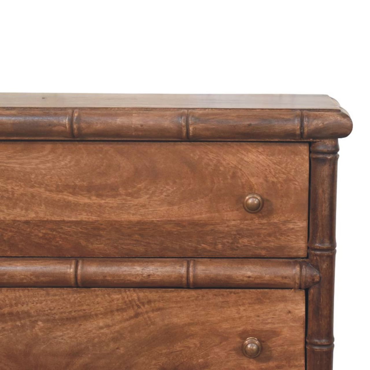 Peking Bamboo Carved 3 Drawer Chest - Roasted Almond