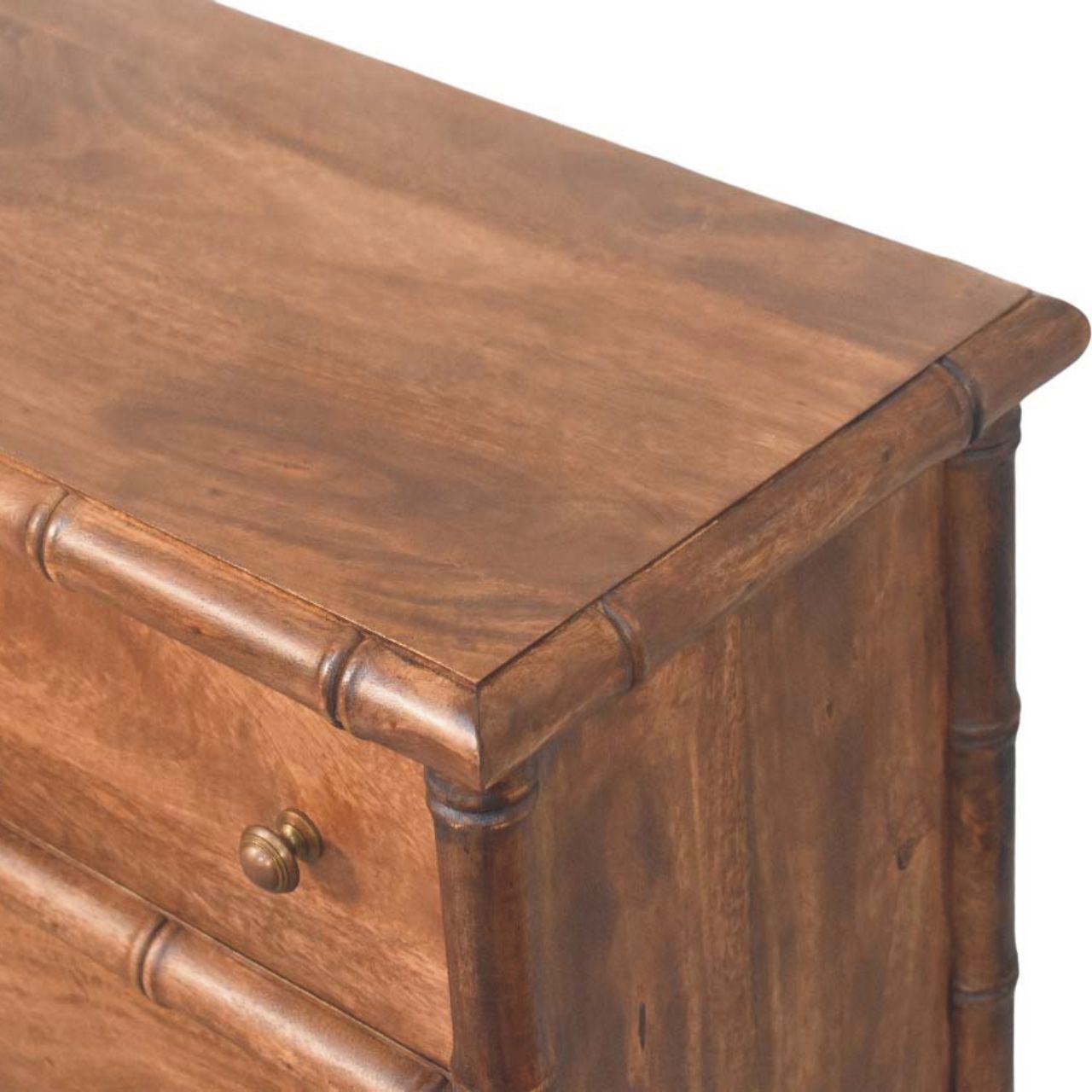 Peking Bamboo Carved 3 Drawer Chest - Roasted Almond
