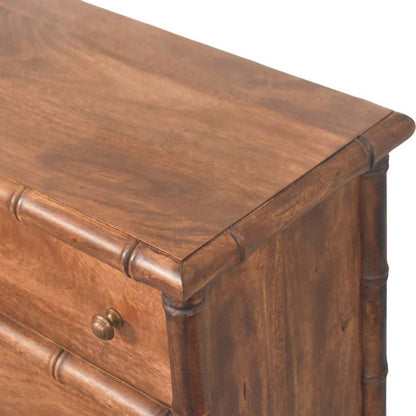 Peking Bamboo Carved 3 Drawer Chest - Roasted Almond