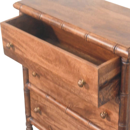 Peking Bamboo Carved 3 Drawer Chest - Roasted Almond