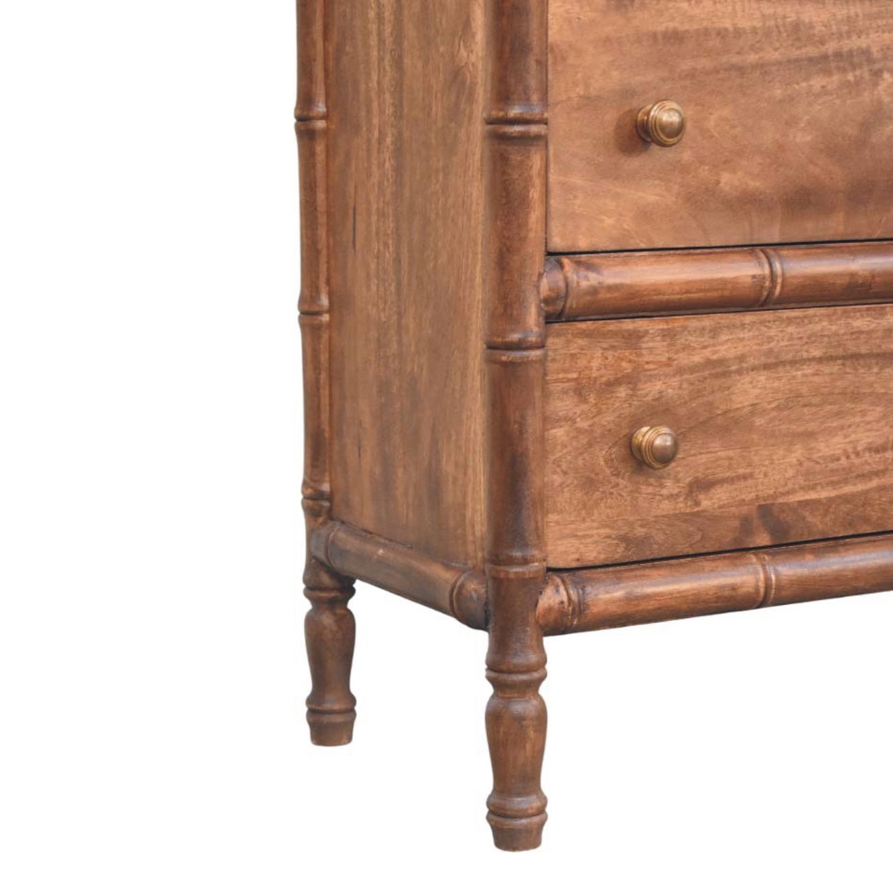 Peking Bamboo Carved 3 Drawer Chest - Roasted Almond