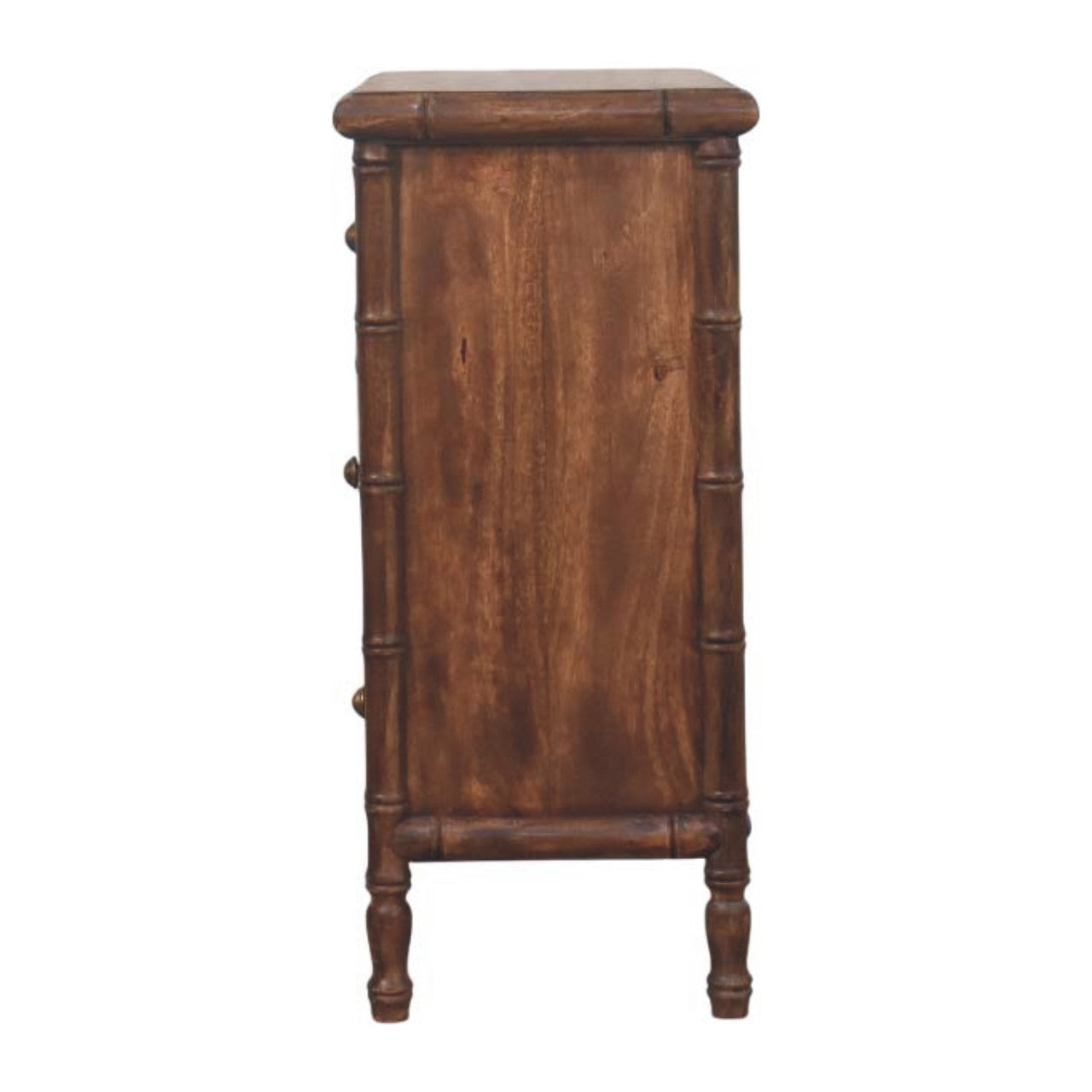Peking Bamboo Carved 3 Drawer Chest - Roasted Almond