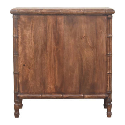 Peking Bamboo Carved 3 Drawer Chest - Roasted Almond