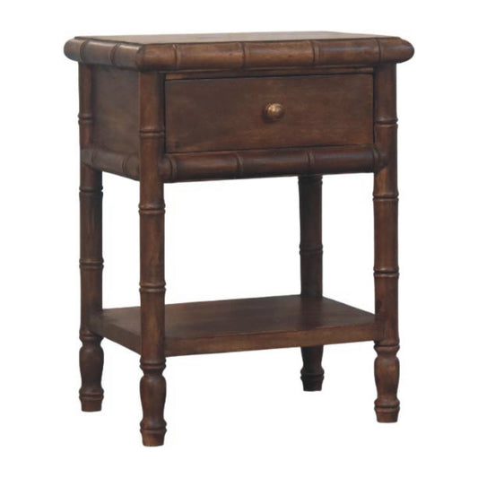 Peking Bamboo Carved Nightstand - Roast Almond