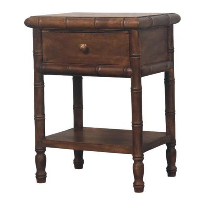 Peking Bamboo Carved Nightstand - Roast Almond