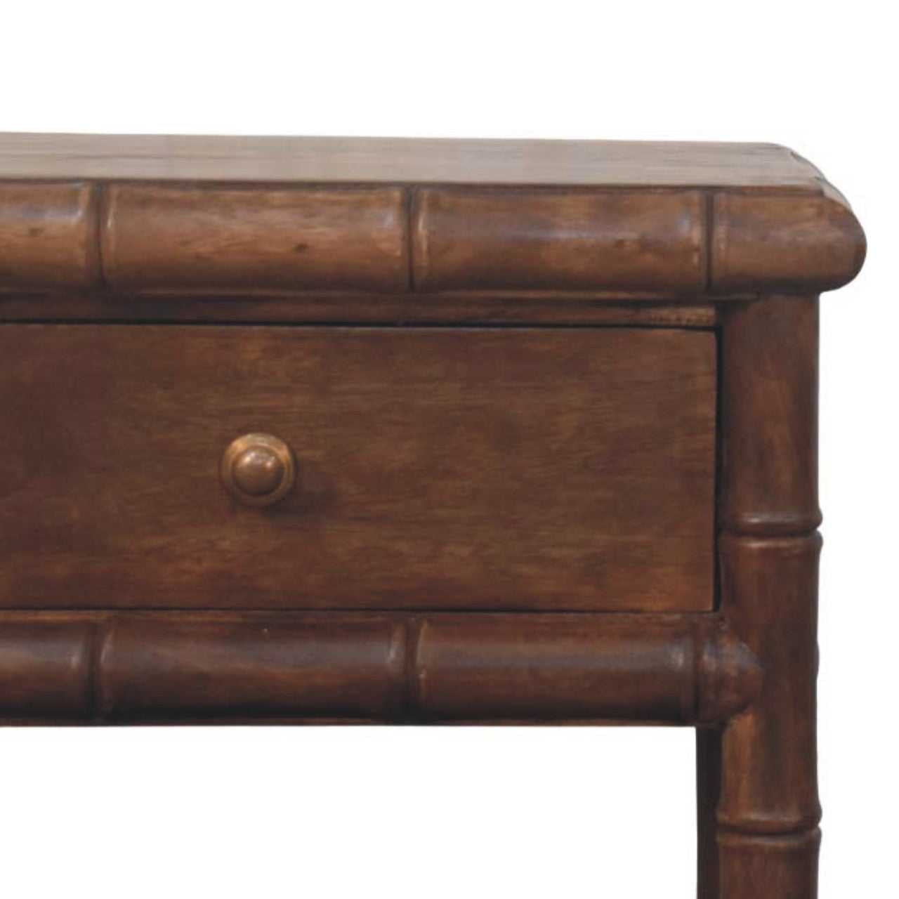 Peking Bamboo Carved Nightstand - Roast Almond
