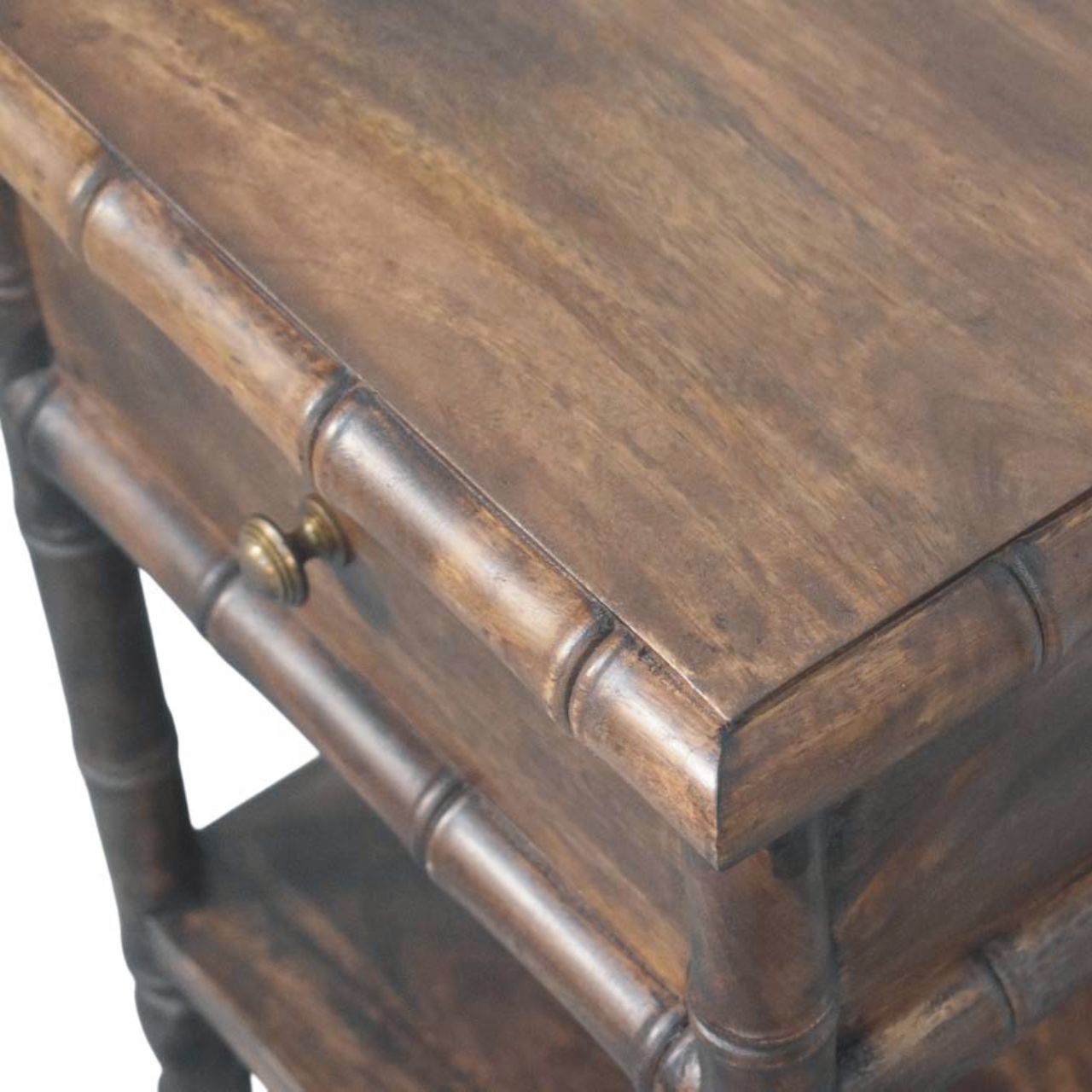 Peking Bamboo Carved Nightstand - Roast Almond